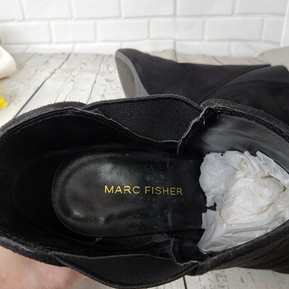 Marc Fisher Kalita Women's Ankle Boot Heels Slip On Pointed Toe Black - Picture 13 of 14